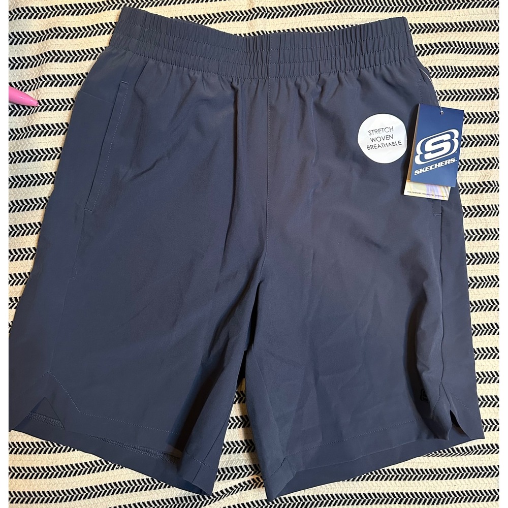 Skechers Kids Athletic Shorts‎ Grey Stretch Woven Breathable Boys Girls M